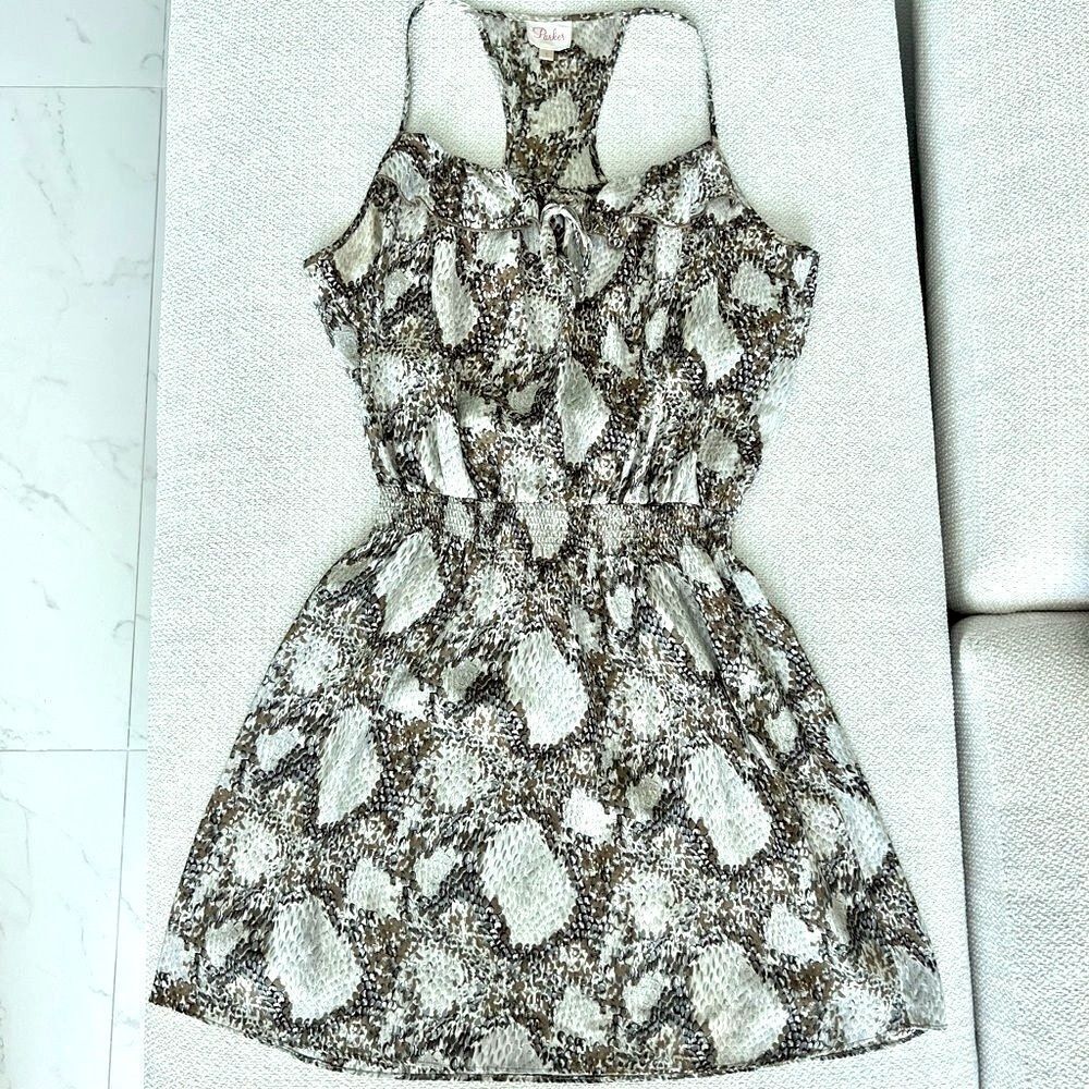 Parker Ruffle Racerback Mini Dress Sz Large - Picture 6 of 6